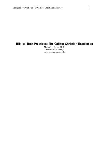 Biblical best practices: The call for Christian excellence - CBFA