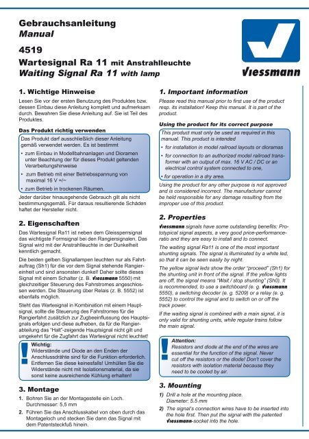 Gebrauchsanleitung Manual 4519 Waiting Signal Ra 11 with lamp