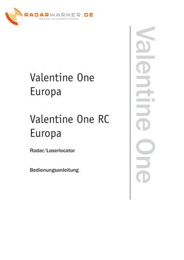 Download Bedienungsanleitung Valentine One ... - Radarwarner.de