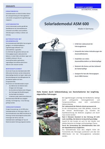 Solarlademodul ASM 600 - Sickert & Hafner GmbH