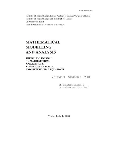 MATHEMATICAL MODELLING AND ANALYSIS