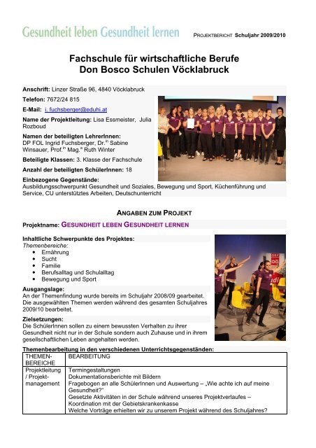 Gesundheit Leben Gesundheit Lernen - Don Bosco Schulen ...