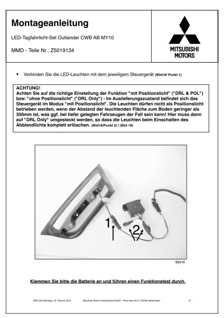 Montageanleitung - der Mitsubishi Outlander im Alltag