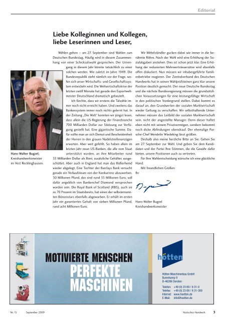 Vestisches - Das Magazin der Kreishandwerkerschaft Recklinghausen