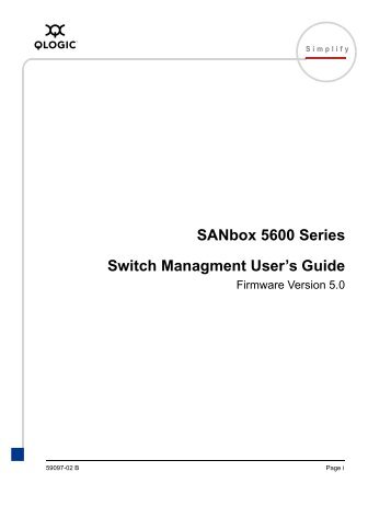 SANbox 5600 Series Switch Management User's Guide - QLogic