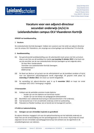 Vacature voor een adjunct-directeur secundair ... - DPB Brugge
