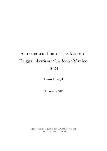 A reconstruction of the tables of Briggs' Arithmetica logarithmica (1624)