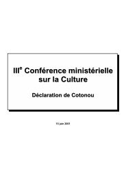 Déclaration de Cotonou • IIIe Conférence ministérielle sur la Culture