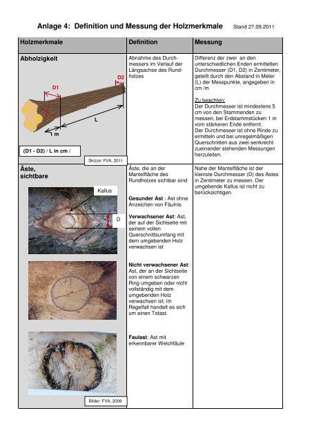 Definition und Messung der Holzmerkmale - Wald und Holz NRW