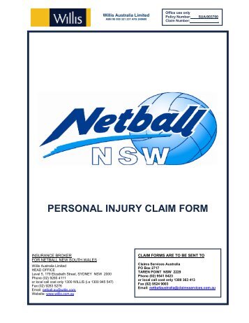 PERSONAL INJURY CLAIM FORM - Netball.nelsonbay.com
