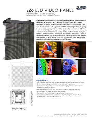 EZ6 LED Video Panel Specifications (pdf) - Elation Professional