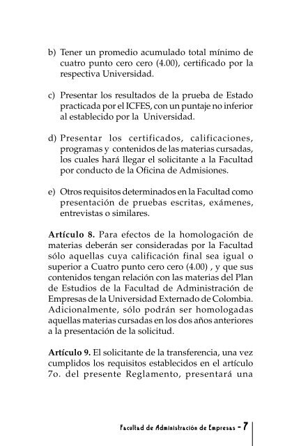Reglamentos - Pregrado - Universidad Externado de Colombia