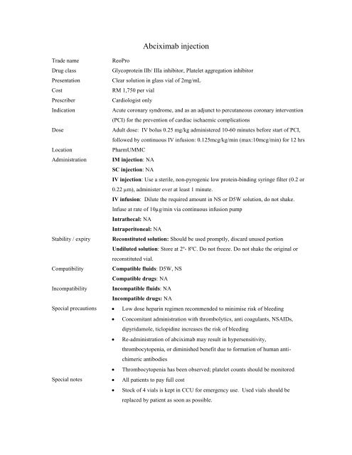 abciximab 10mg inj (IVB IVI)