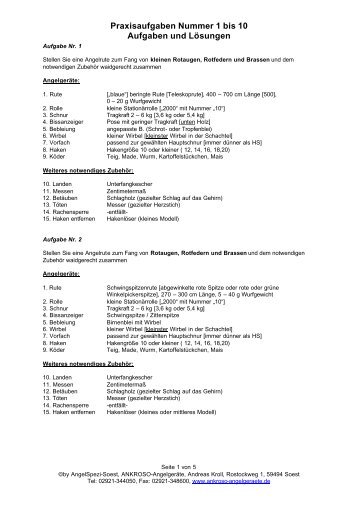 Praxisaufgaben 1 bis 10 - AngelSpezi in Soest