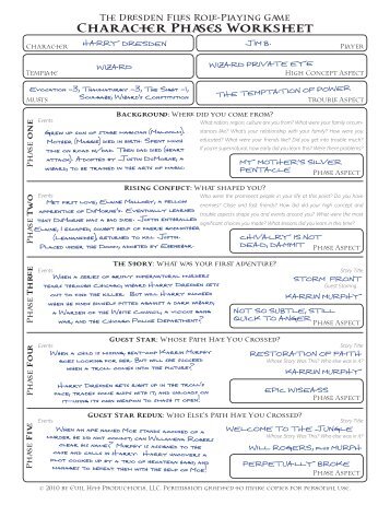 Harry Dresden's character sheet - Evil Hat Productions