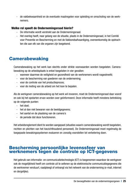 Bevoegdheden van ondernemingsraad, CPBW en synd ... - Aclvb