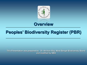 Peoples' Biodiversity Register (PBR) Overview