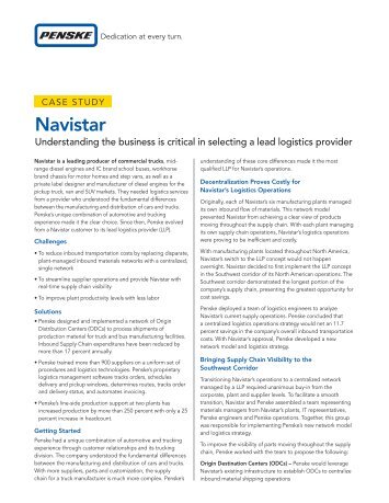 Navistar Logistics Case Study - Penske Logistics