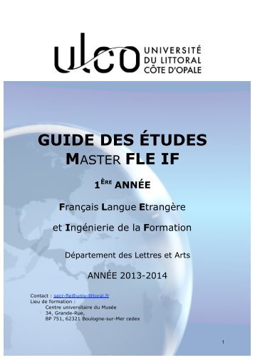 Guide des Ã©tudes Master 1 FLE IF - UniversitÃ© du Littoral CÃ´te d'Opale