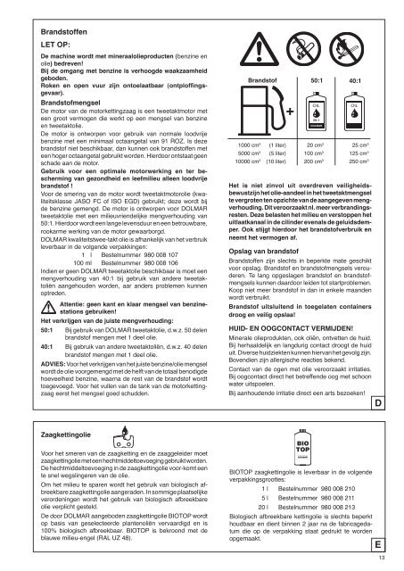 Gebruiksaanwijzing - Dolmar