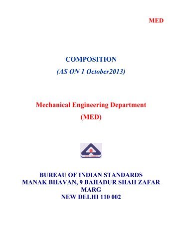 COMPOSITION (AS ON 1July 2013) Mechanical Engineering ... - BIS
