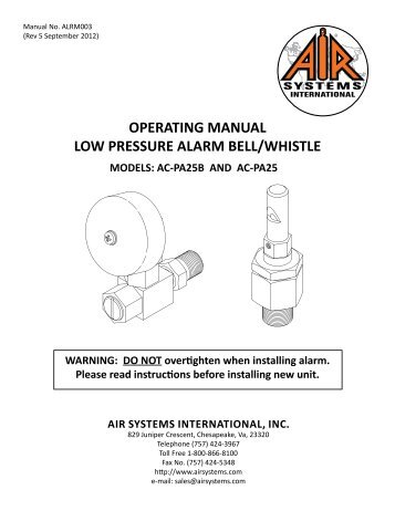 AC-PA25 Pneumatic Whistle Alarm - Air Systems International