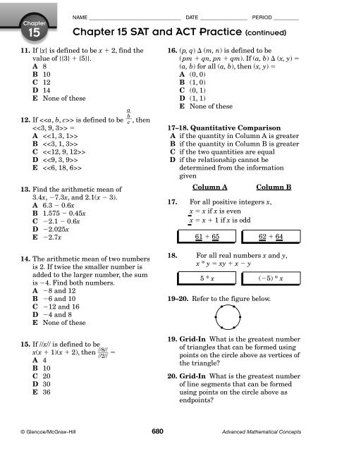 Chapter 15 Resource Masters - Ithaca Public Schools