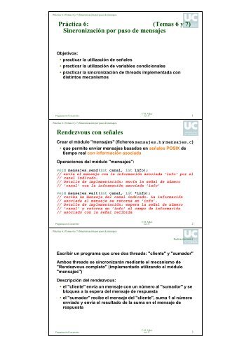 Práctica 6: (Temas 6 y 7) Sincronización por paso de mensajes - CTR