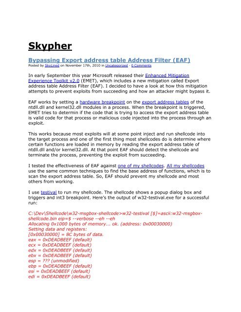 Bypassing Export Address Table Filters