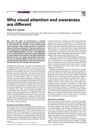 Why visual attention and awareness are different - Cisi
