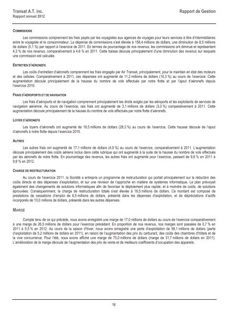 Rapport annuel - Transat, Inc.