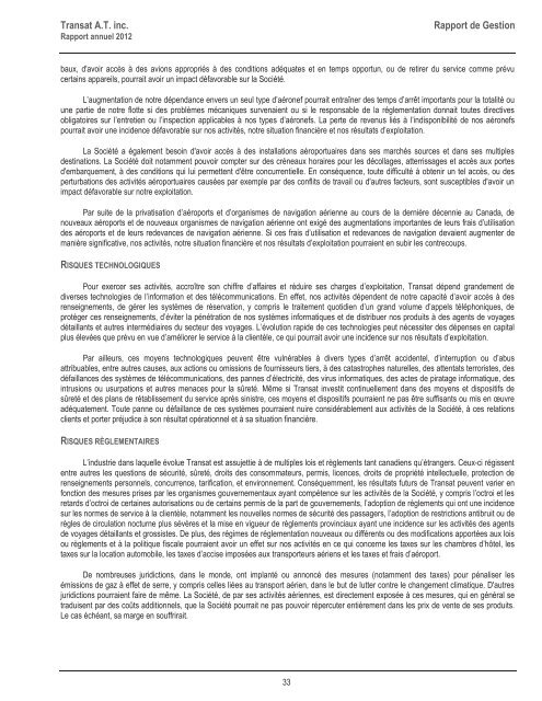 Rapport annuel - Transat, Inc.