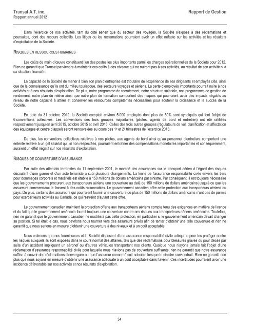 Rapport annuel - Transat, Inc.