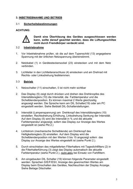 Bedienungsanleitung (PDF, 275 kb) - VOLPI AG