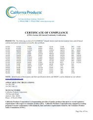 CERTIFICATE OF COMPLIANCE - California Paints