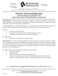 Product Acknowledgement Submittal Form - Woodwork Institute