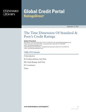 The Time Dimension Of Standard & Poor's Credit ... - Mark Adelson