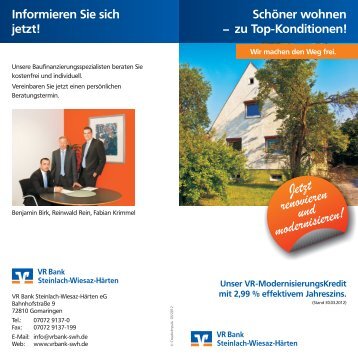Informieren Sie sich jetzt! - VR Bank Steinlach-Wiesaz-Härten eG