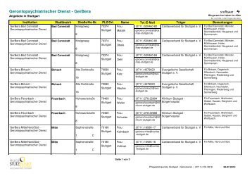 Gerontopsychiatrischer Dienst - GerBera w - Stuttgarter Netz für ...