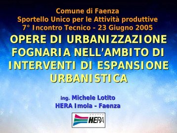 opere di urbanizzazione fognaria - SUAP - Comune di Faenza