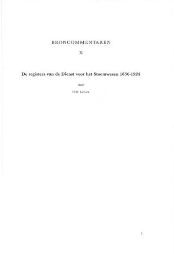 X. De registers van de Dienst voor het Stoomwezen ... - Historici.nl