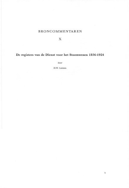 X. De registers van de Dienst voor het Stoomwezen ... - Historici.nl