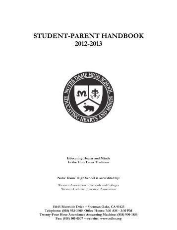 Student-Parent Handbook - Notre Dame High School