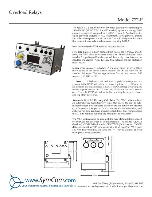 Overload Relays Model 777-P - SymCom