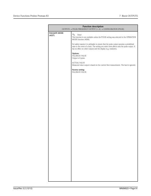 Proline Promass 83E/F/O Description of Device Functions - FMC ...