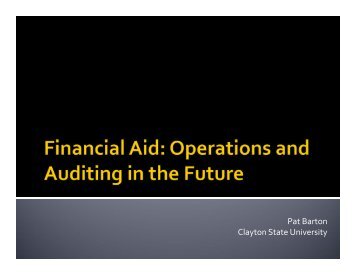 Financial Aid Operations Auditing by Pat Barton