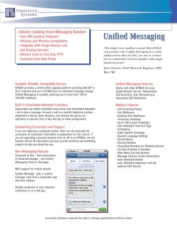 APMAX Unified Messaging Product Sheet - Innovative Systems