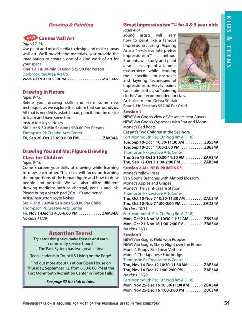 Fall Program Directory - Monmouth County