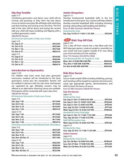 Fall Program Directory - Monmouth County