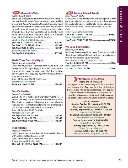 Fall Program Directory - Monmouth County
